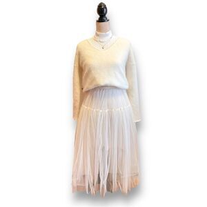 1861 “Raney Beige” Tulle Ballerinacore Midi Skirt, Small NWT